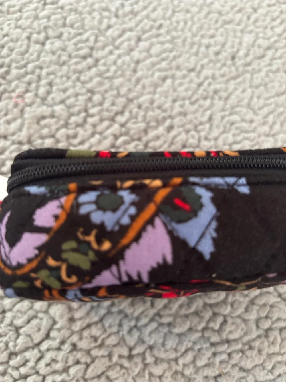 NWT Vera. Bradley Black Quilted Paisley Pill Case with Multicolor Floral Accents